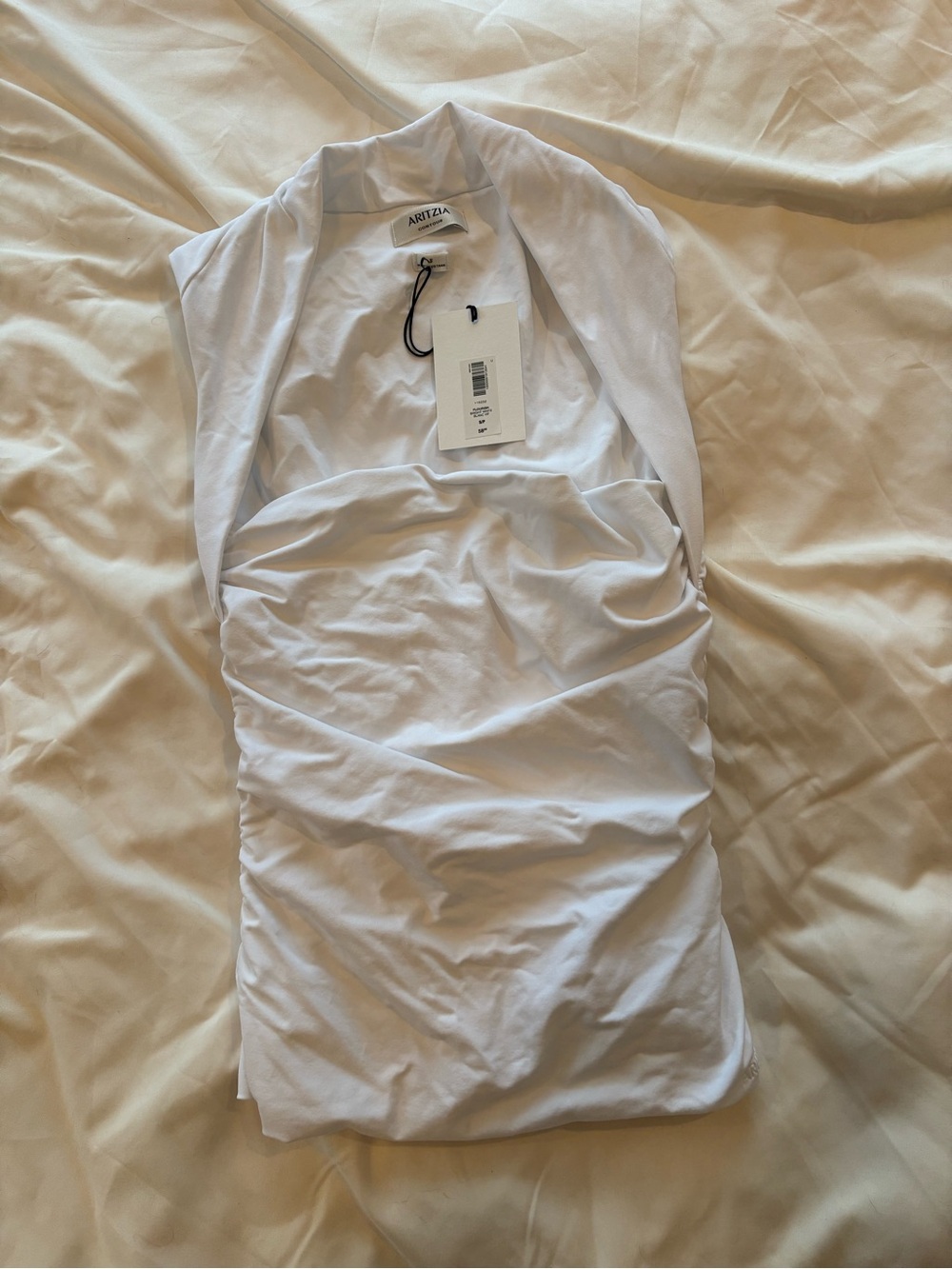 Aritzia White Contour Flourish Top